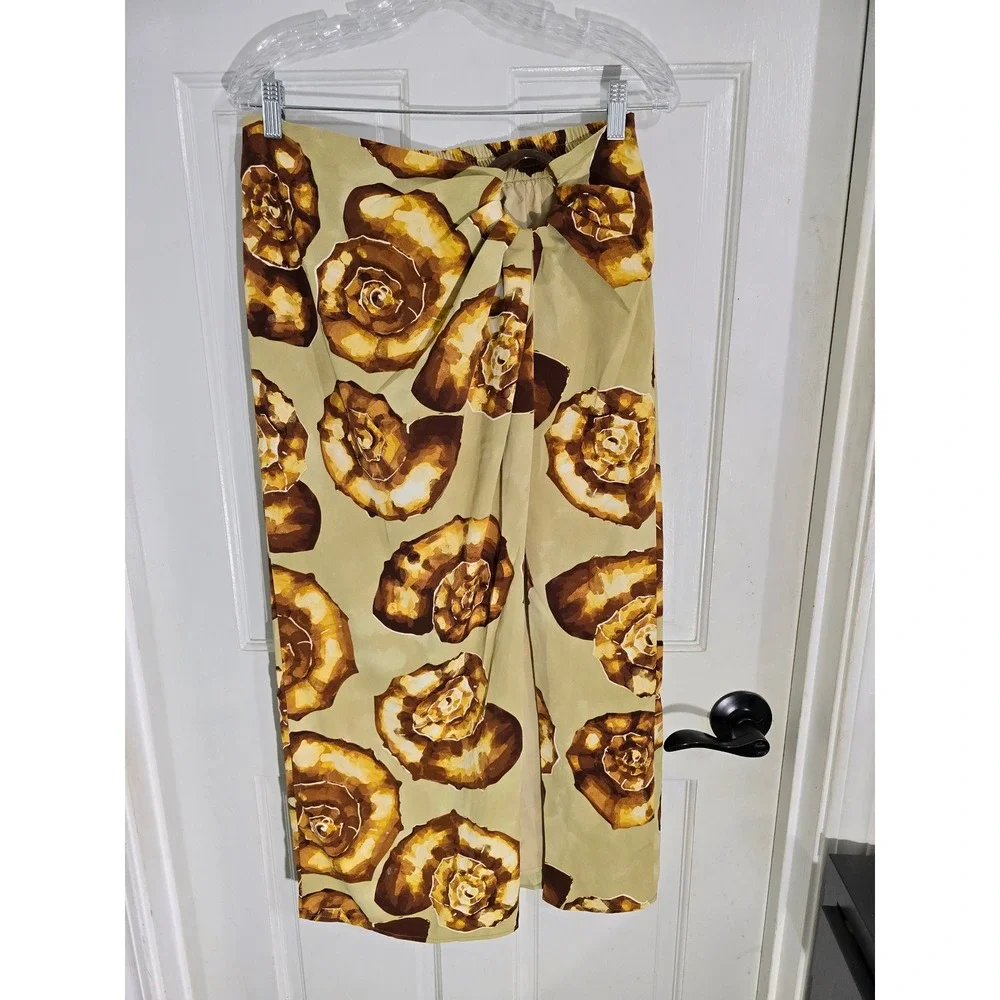 House of Harlow 1960 Nautilus Seashell Print Wrap Maxi Skirt Brown Tan Size M - Picture 5 of 10